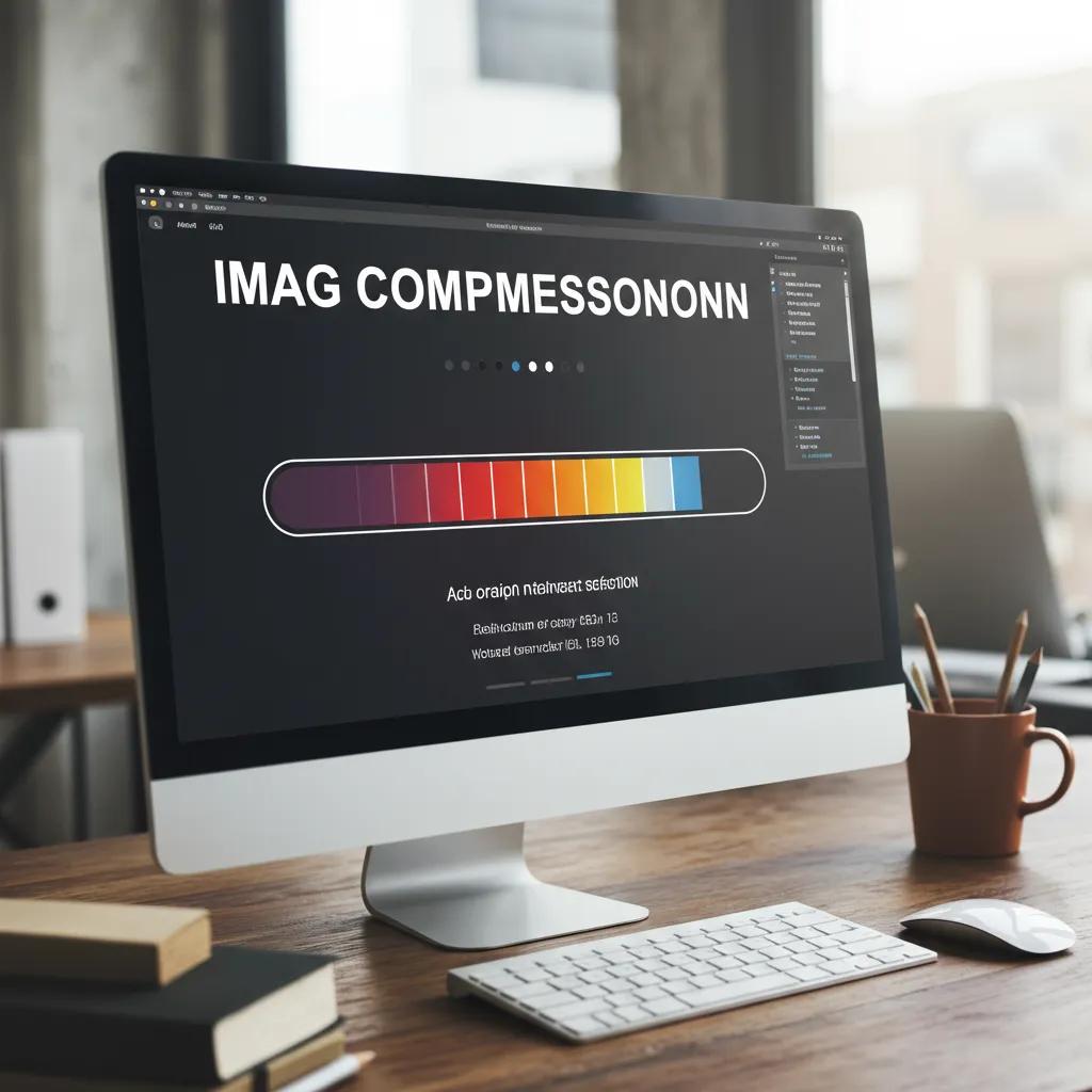 Computer screen displaying image compression process for website optimization