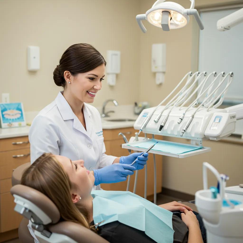 Essential Content Types to Attract Your Target Audience and Drive Engagement Effectively Dental clinic environment with a dentist and patient, emphasizing trust and professionalism in healthcare marketing