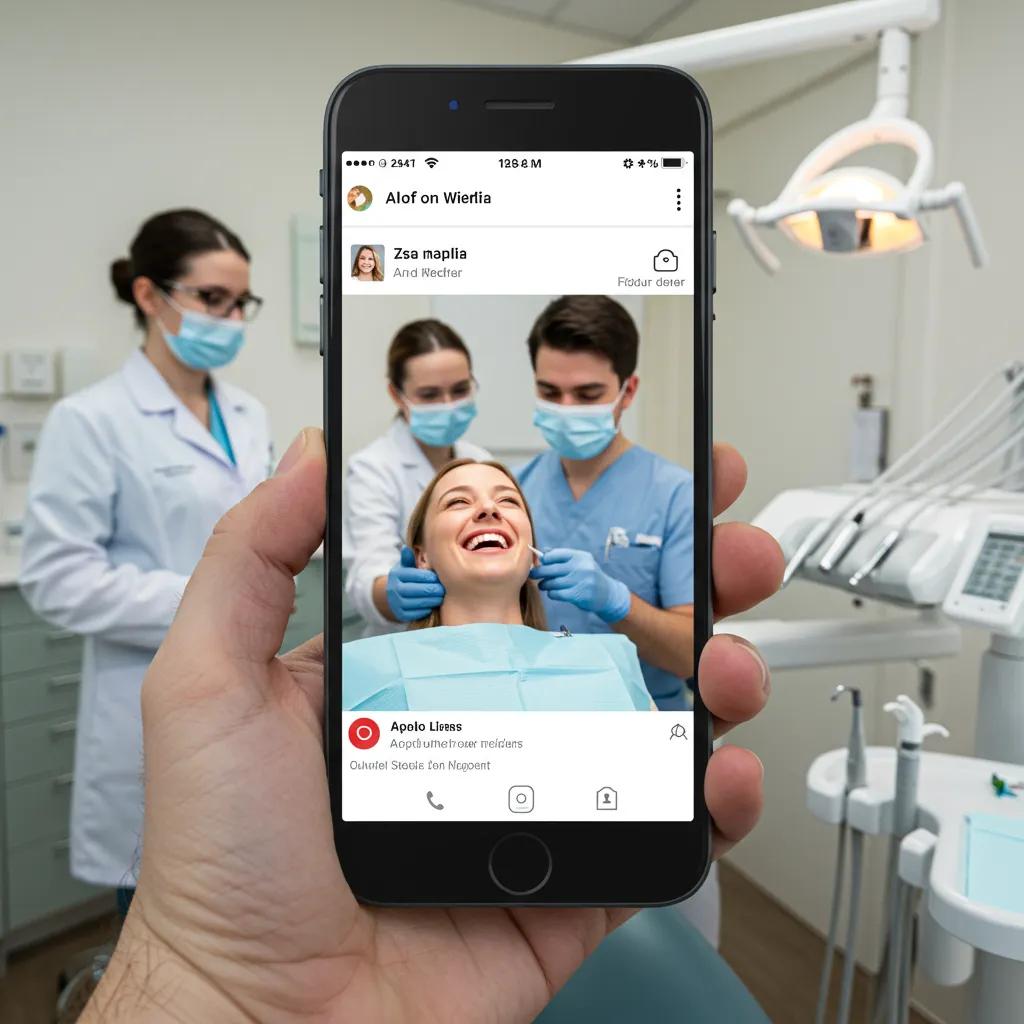 Dental clinic social media post showcasing a happy patient receiving care