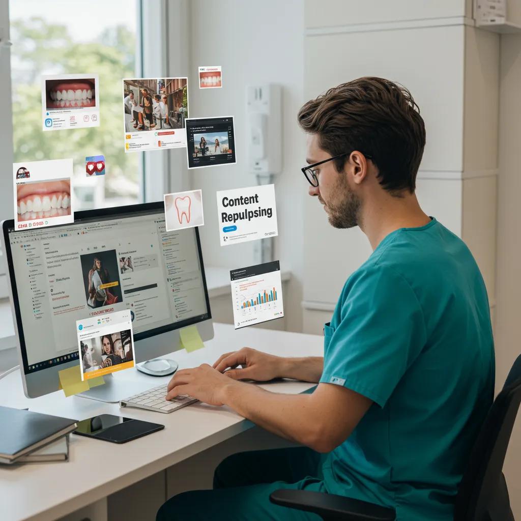 Dental professional creating diverse content for patient engagement