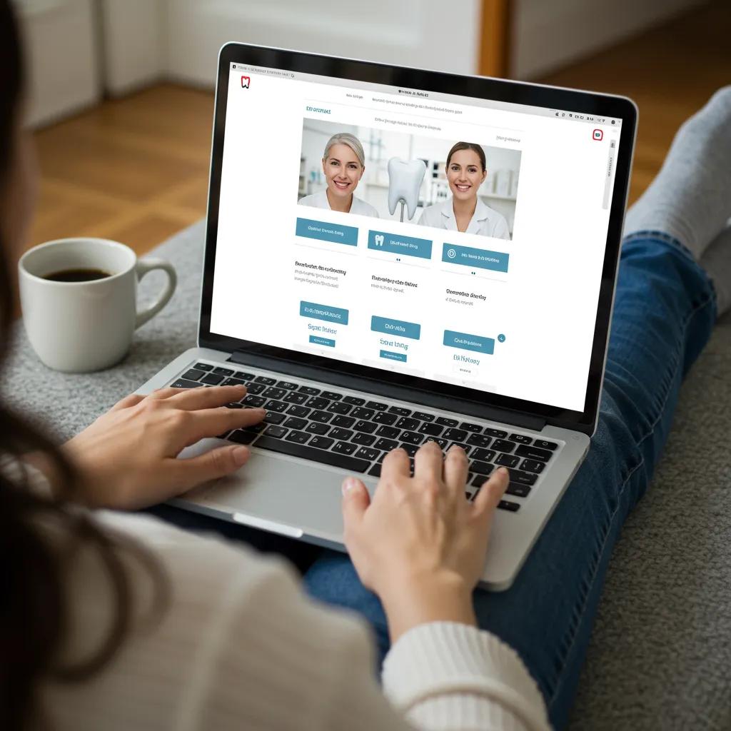 Dental website interface on a laptop, highlighting user-friendly design and engaging content
