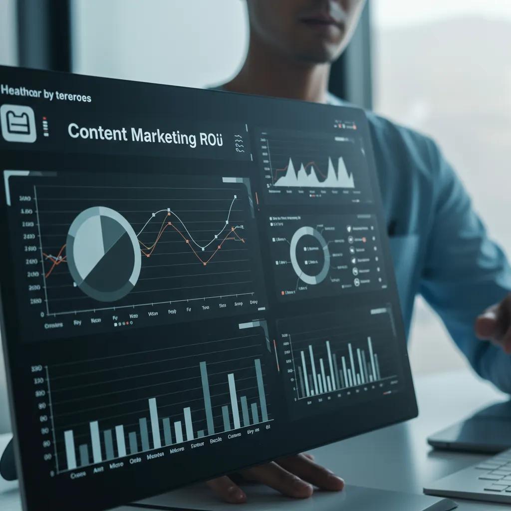 Effective Strategies for Measuring the ROI of Your Content Marketing Efforts Digital dashboard displaying key metrics for tracking ROI in healthcare content marketing