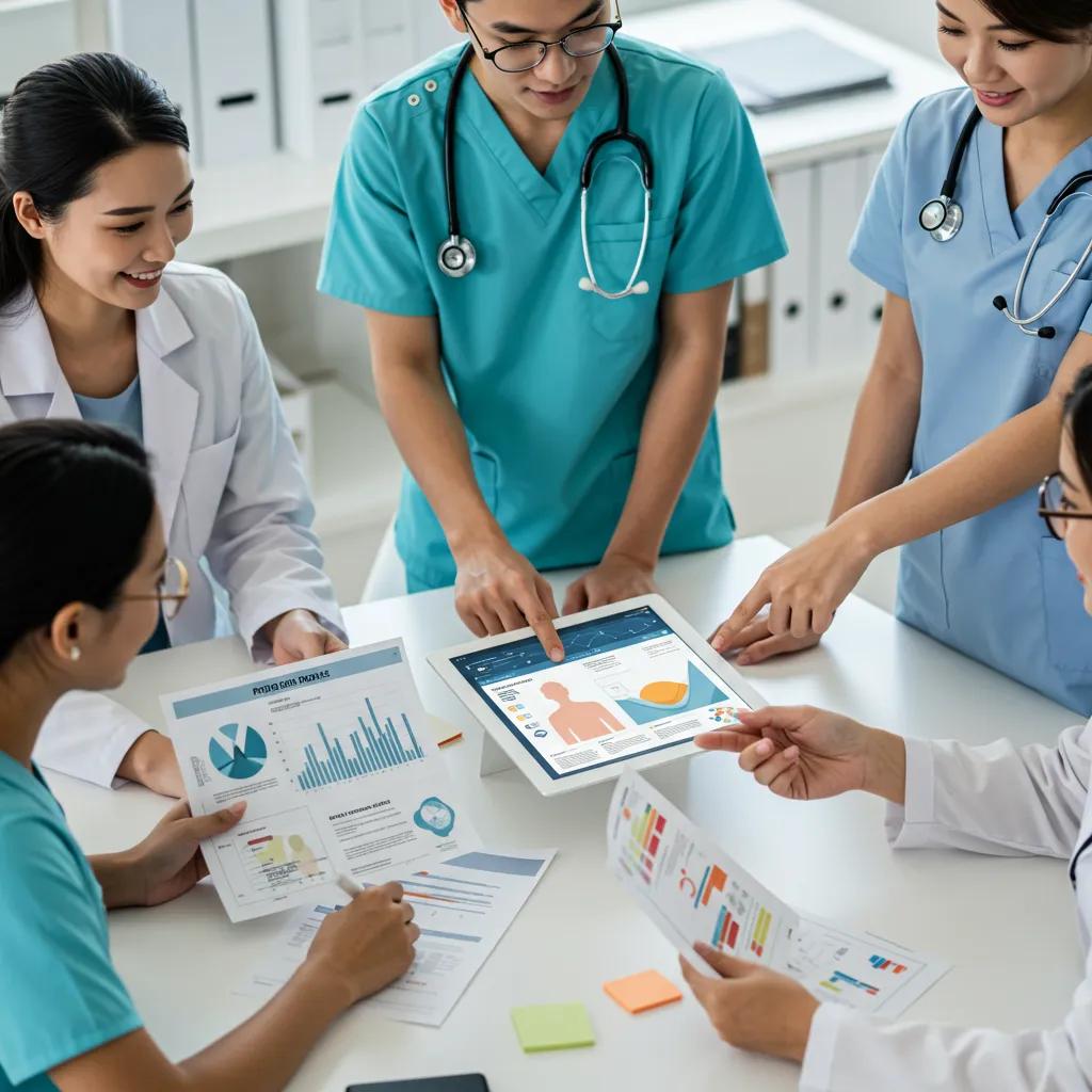 Unlocking Audience Persona Benefits for Content Success Diverse healthcare professionals discussing audience personas in a modern office