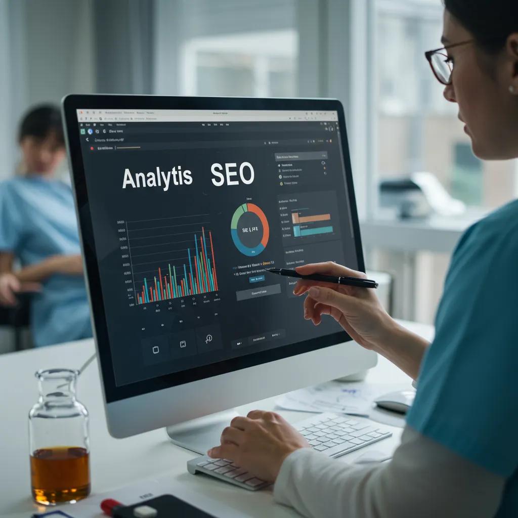 Healthcare professional analyzing SEO metrics to improve patient trust