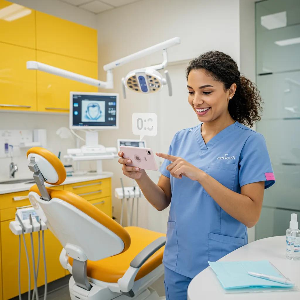 Social Media Content Marketing Trends Changing the Game Healthcare professional creating social media content in a modern dental clinic