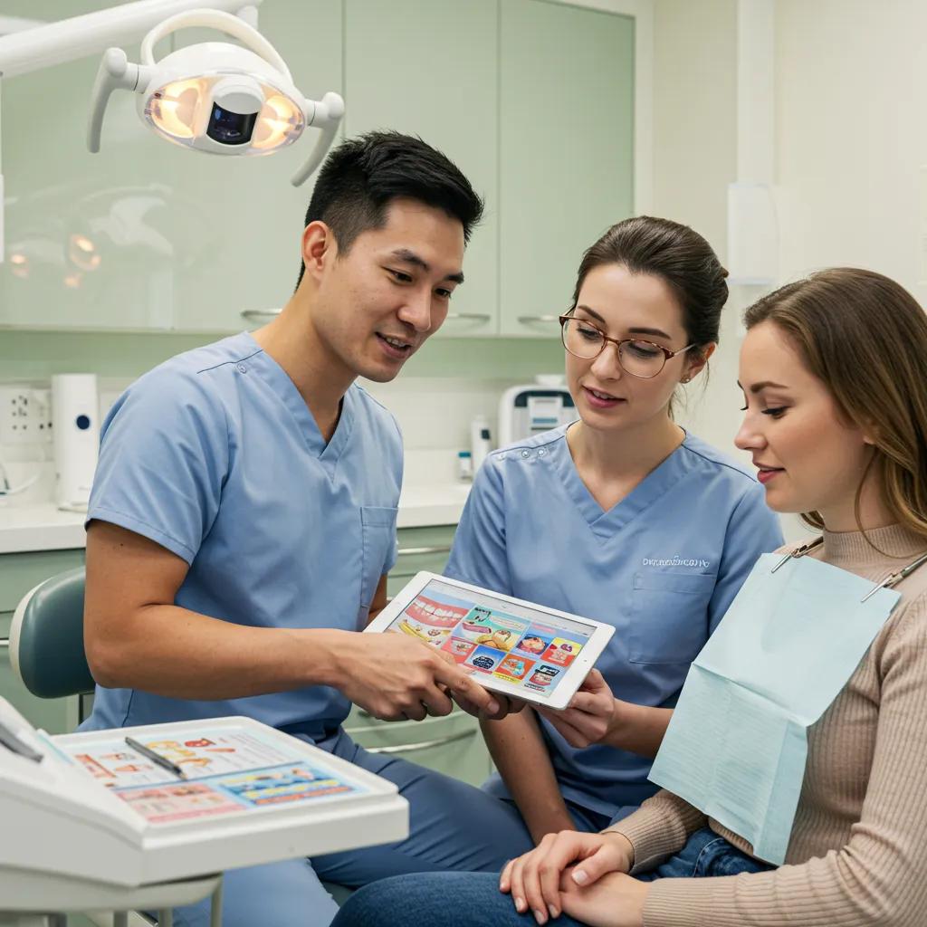 Understanding the Key Differences Between Content Marketing and Email Marketing for Target Audience Engagement Different content types for dental marketing displayed in a modern dental office, including a blog post, video, and infographic