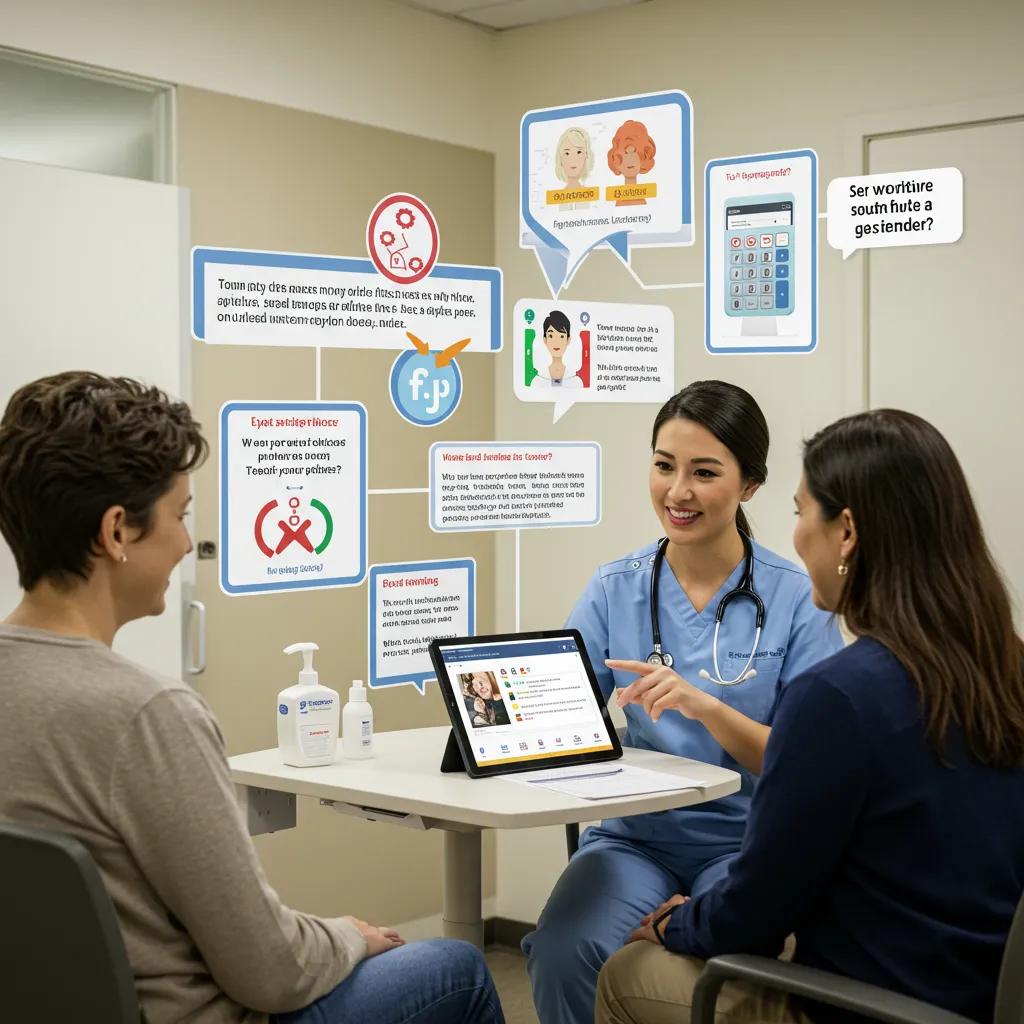 Interactive Content Marketing Examples That Drive Engagement Healthcare professional engaging with patients using interactive content tools in a modern clinic
