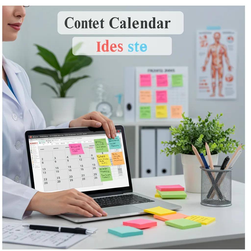Healthcare professional organizing a content calendar in a modern clinic