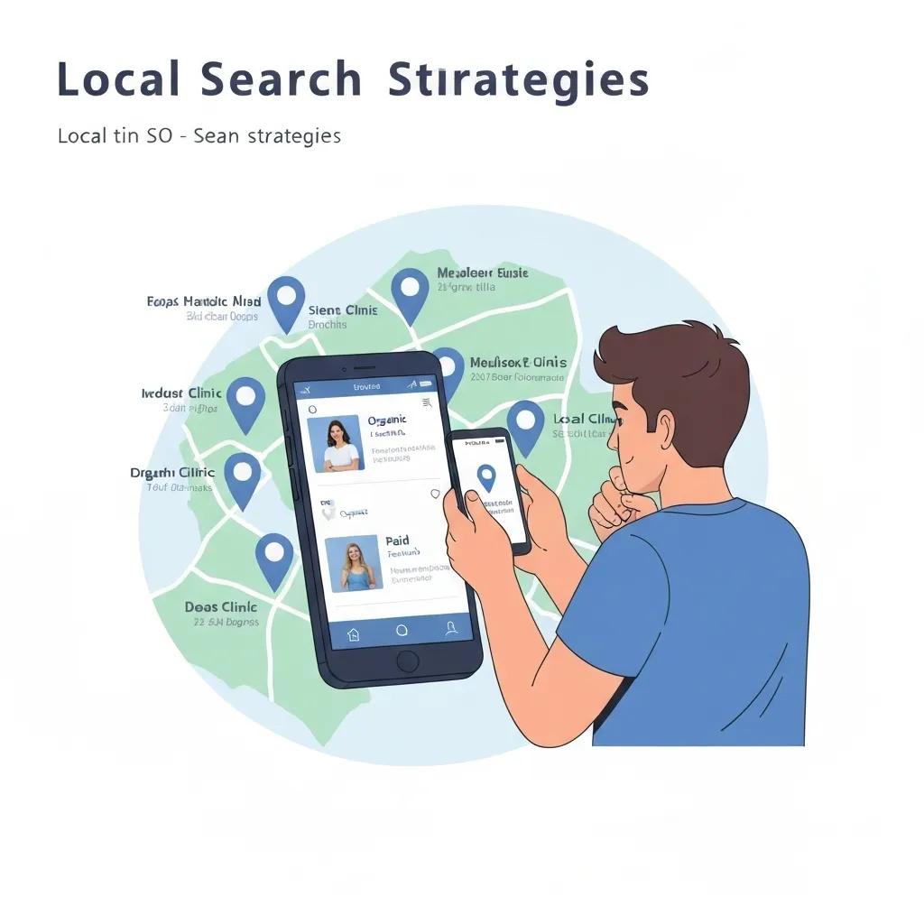 A map illustrating local SEO strategies for healthcare clinics in Australia