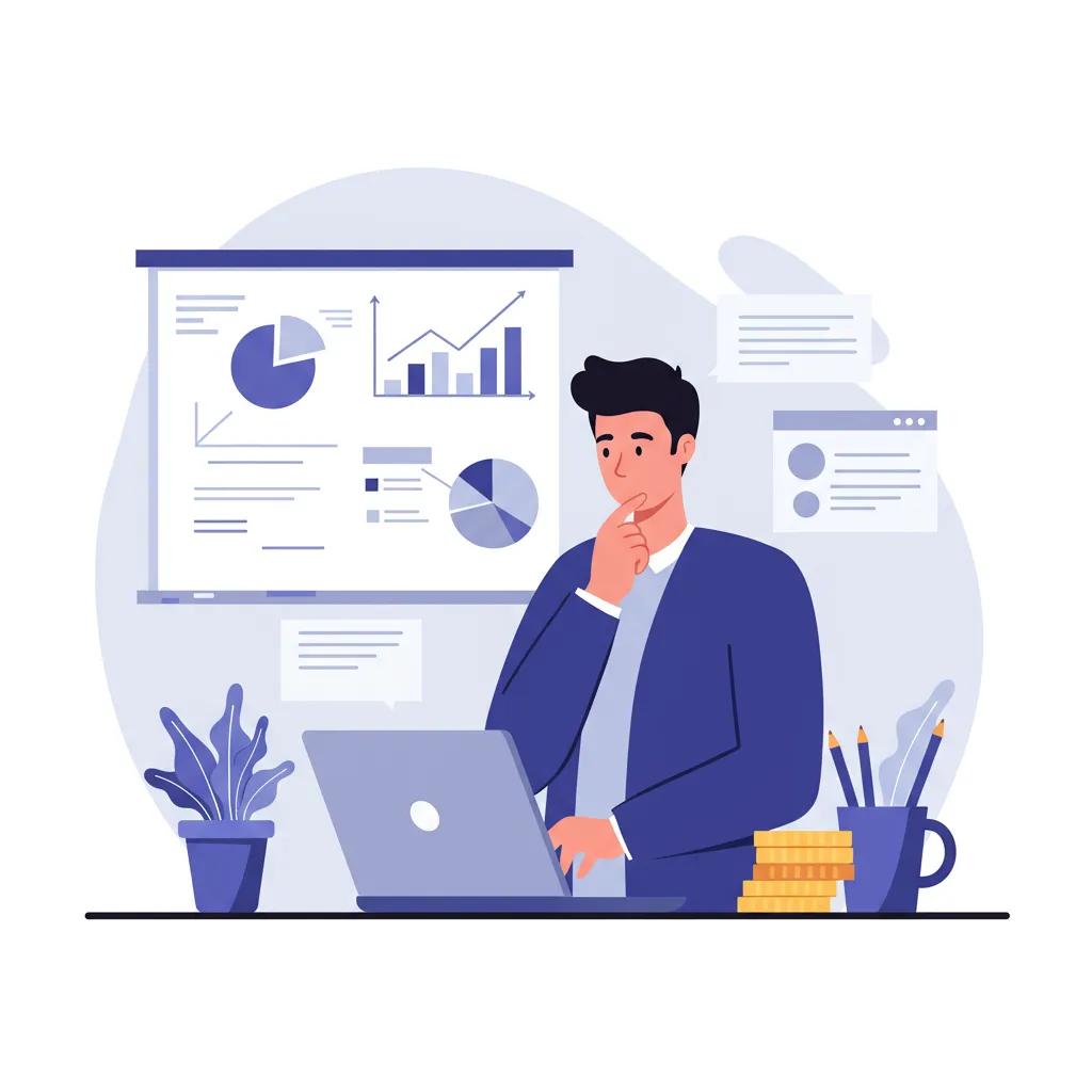 Small business owner analyzing growth metrics with content marketing tools