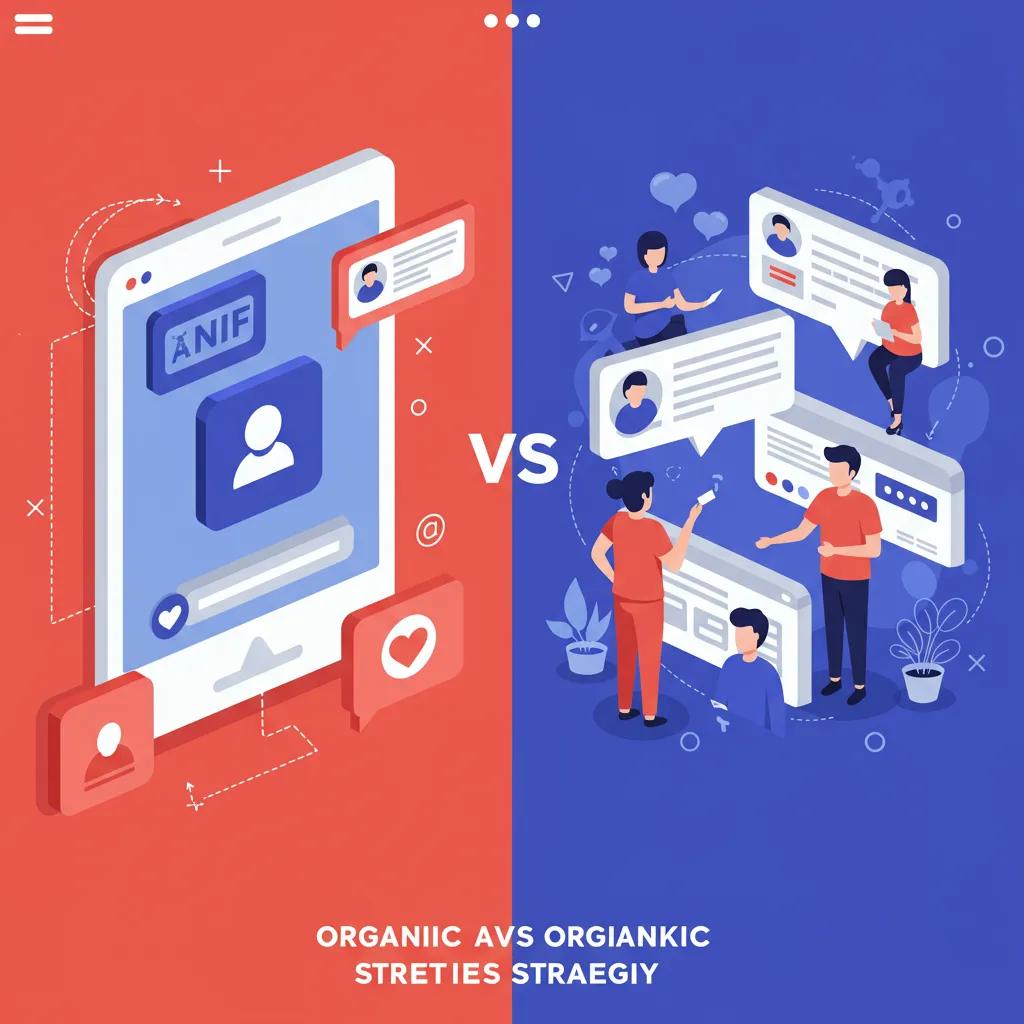 Visual comparison of paid and organic social media strategies highlighting engagement and analytics