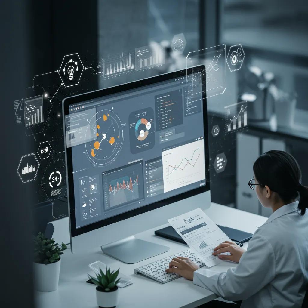 Visual representation of automated business profile management in healthcare, highlighting analytics and patient engagement