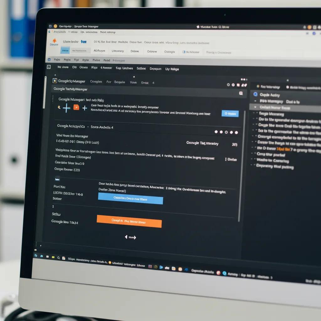 Close-up of Google Tag Manager interface displaying Google Analytics 4 setup, focusing on configuration for healthcare data tracking and compliance.
