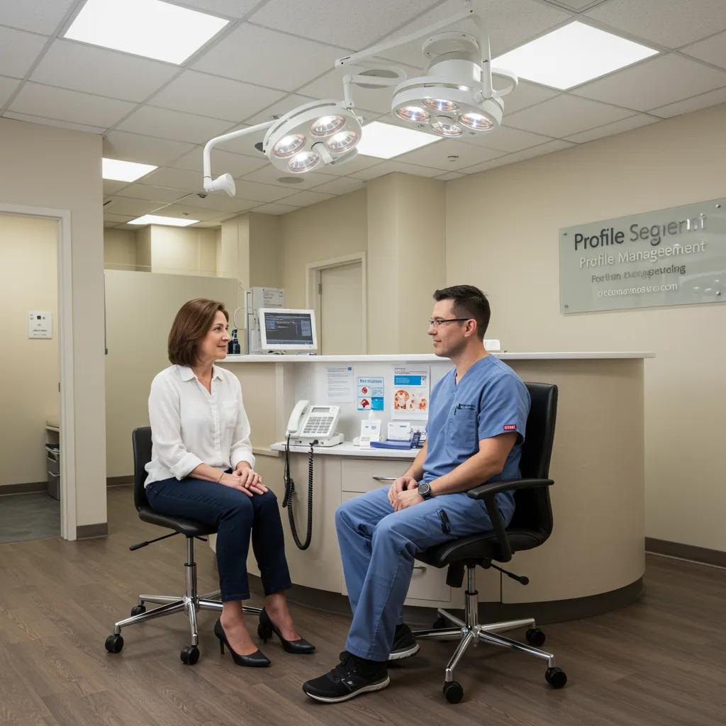 Medical specialist consulting with a patient in a welcoming clinic environment