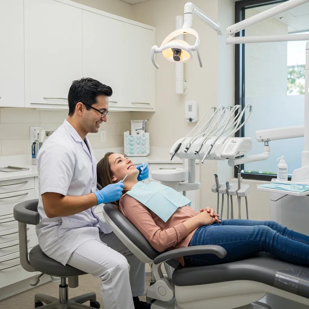 Modern dental clinic with a dentist and patient, highlighting dental SEO importance
