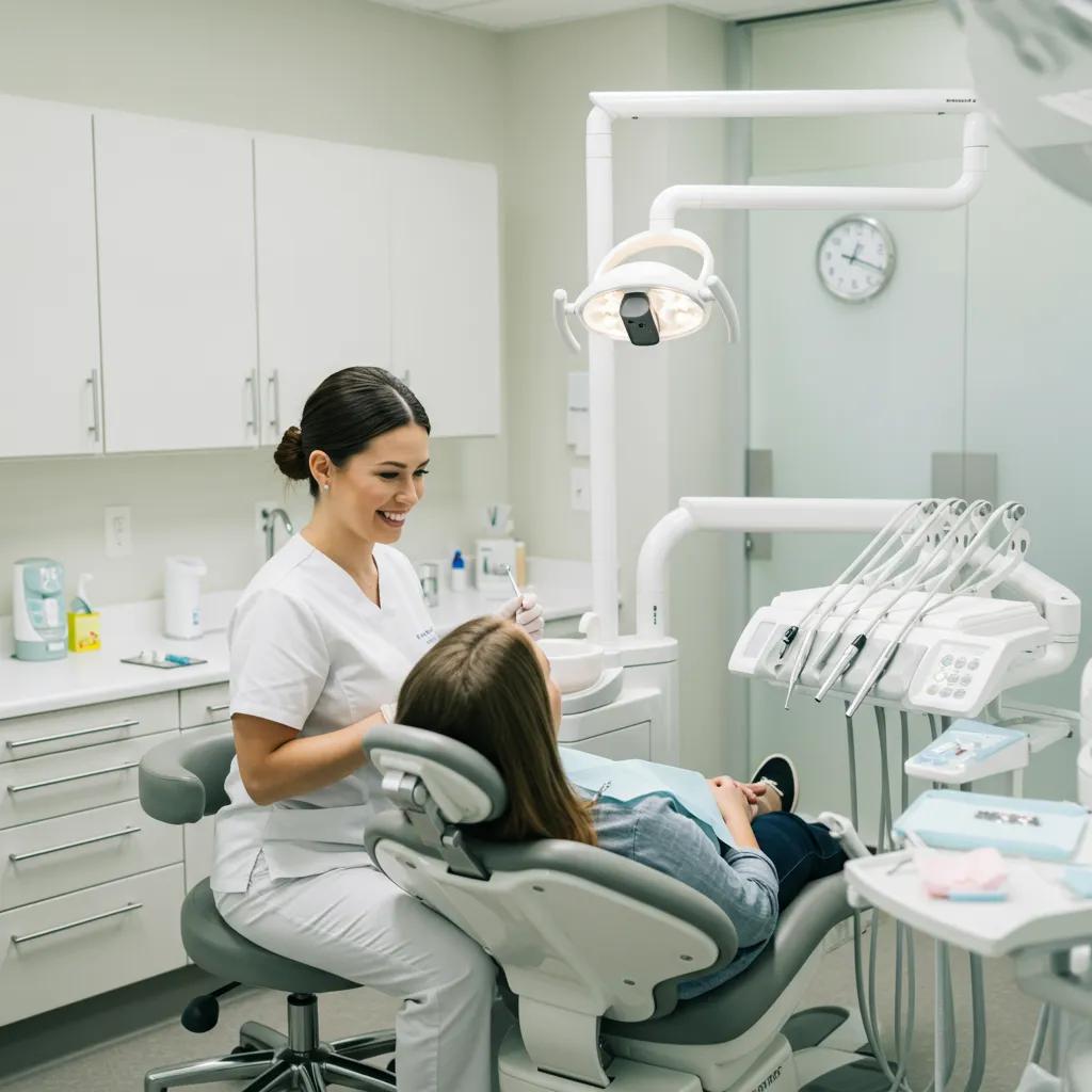 Modern dental clinic with a dentist and patient interaction, emphasizing trust and professionalism