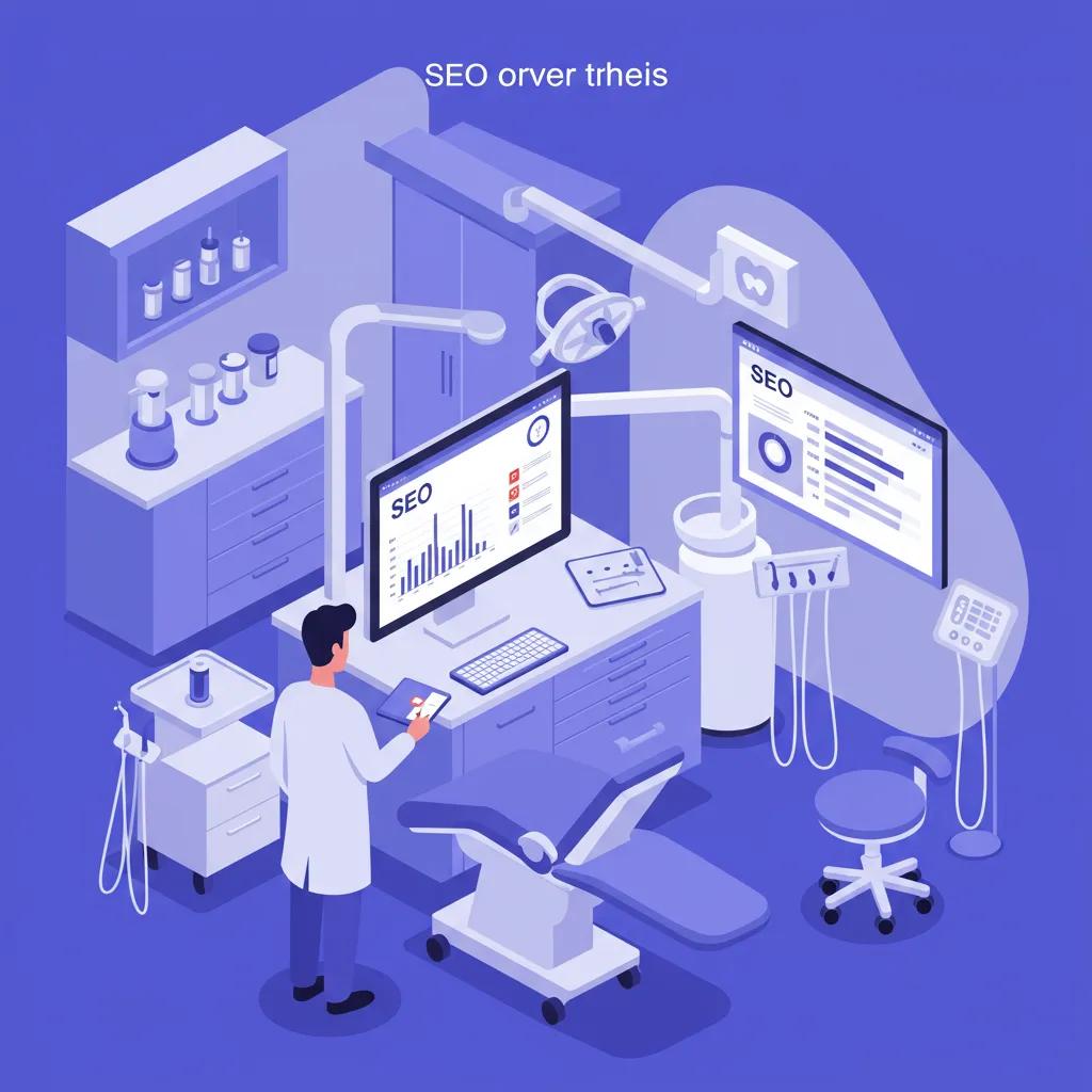 Modern dental clinic with digital tools highlighting SEO analytics for patient acquisition
