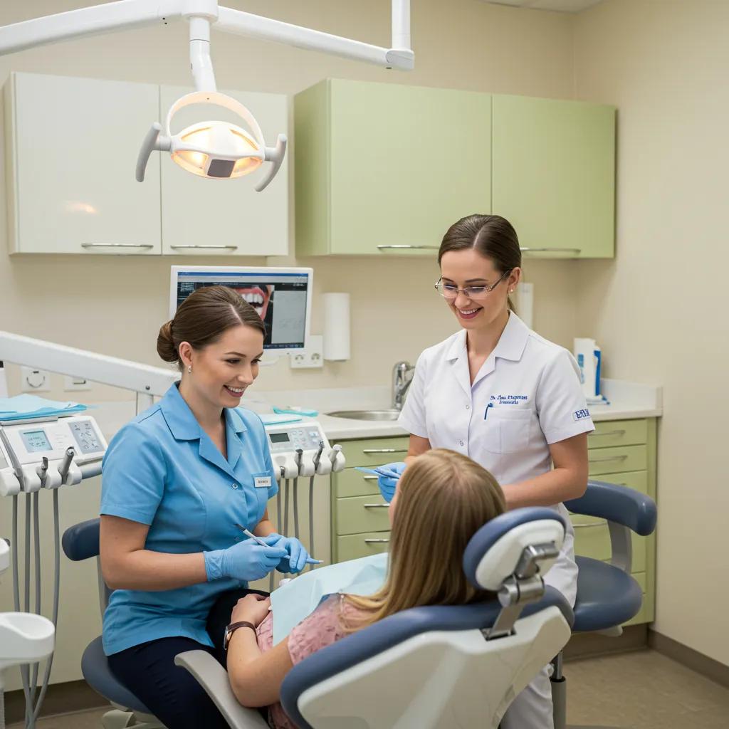 Modern dental practice with a dentist and patient interaction, emphasizing comfort and professionalism