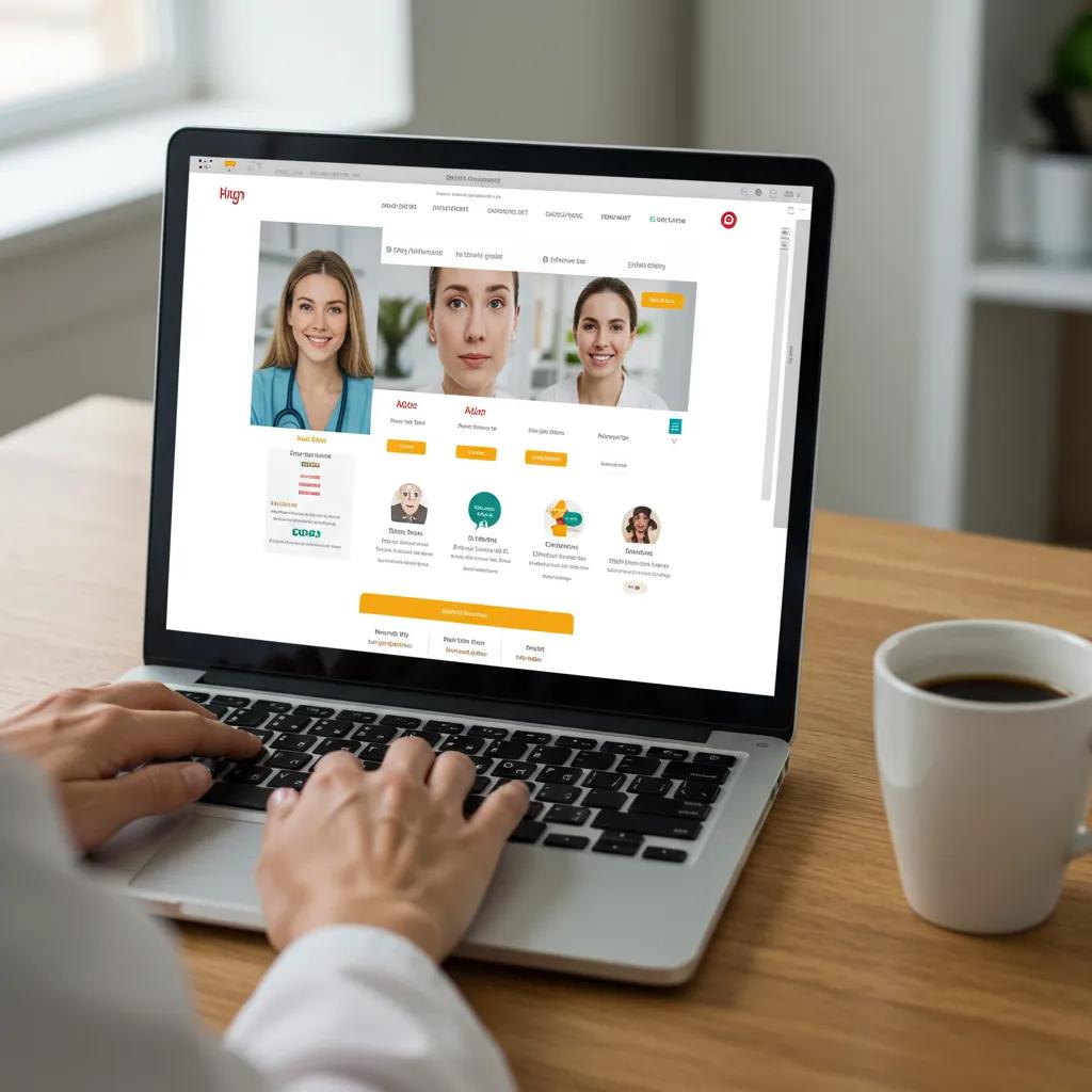 Web Development Category Modern healthcare website interface on a laptop highlighting user-friendly design and patient engagement