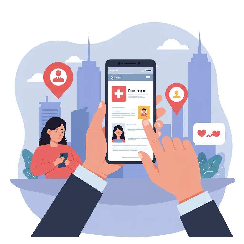 Patient using a smartphone for healthcare searches, highlighting the importance of mobile SEO in patient acquisition