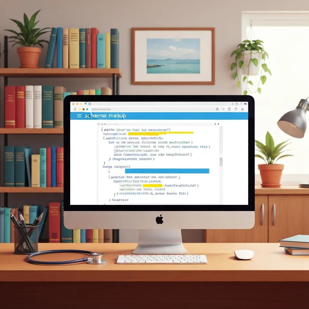 Implementing Structured Data for SEO Computer screen showing schema markup for a medical website