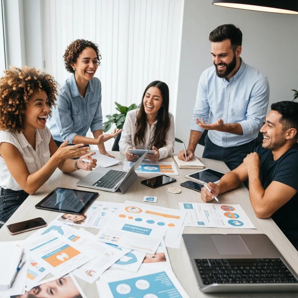 Marketing team brainstorming targeted digital strategies for dental practice growth