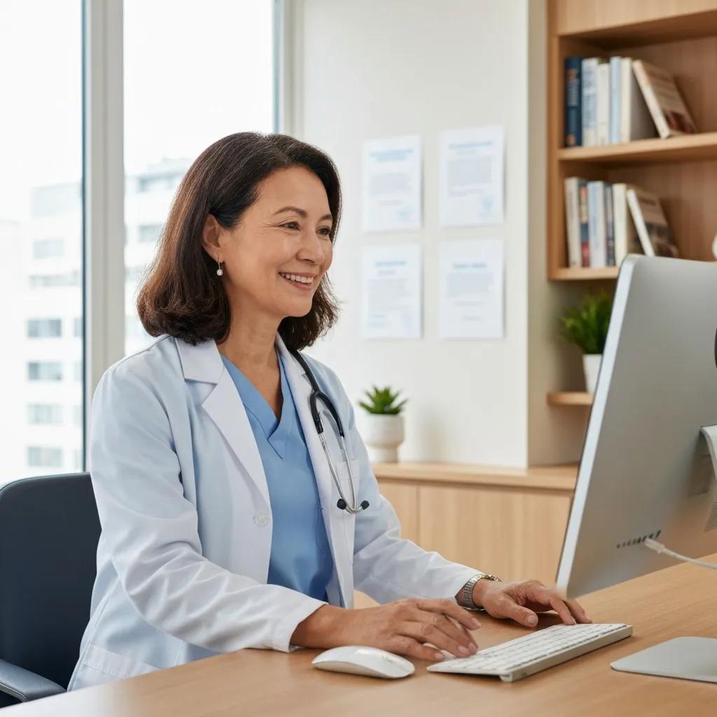 Clinician responding to patient feedback with empathy in a supportive clinic environment