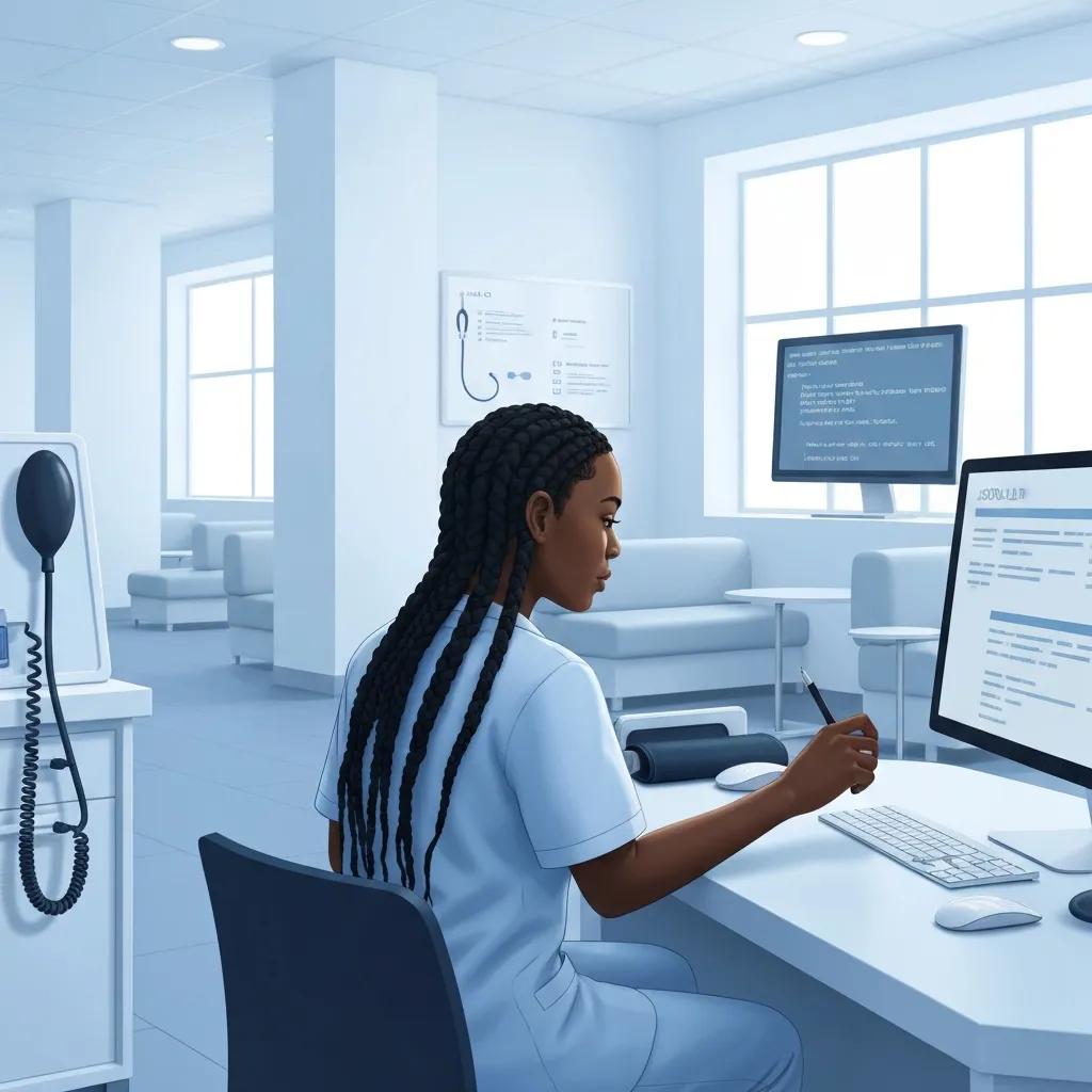 Implementing Structured Data for SEO Healthcare professional reviewing structured data in a modern clinic setting