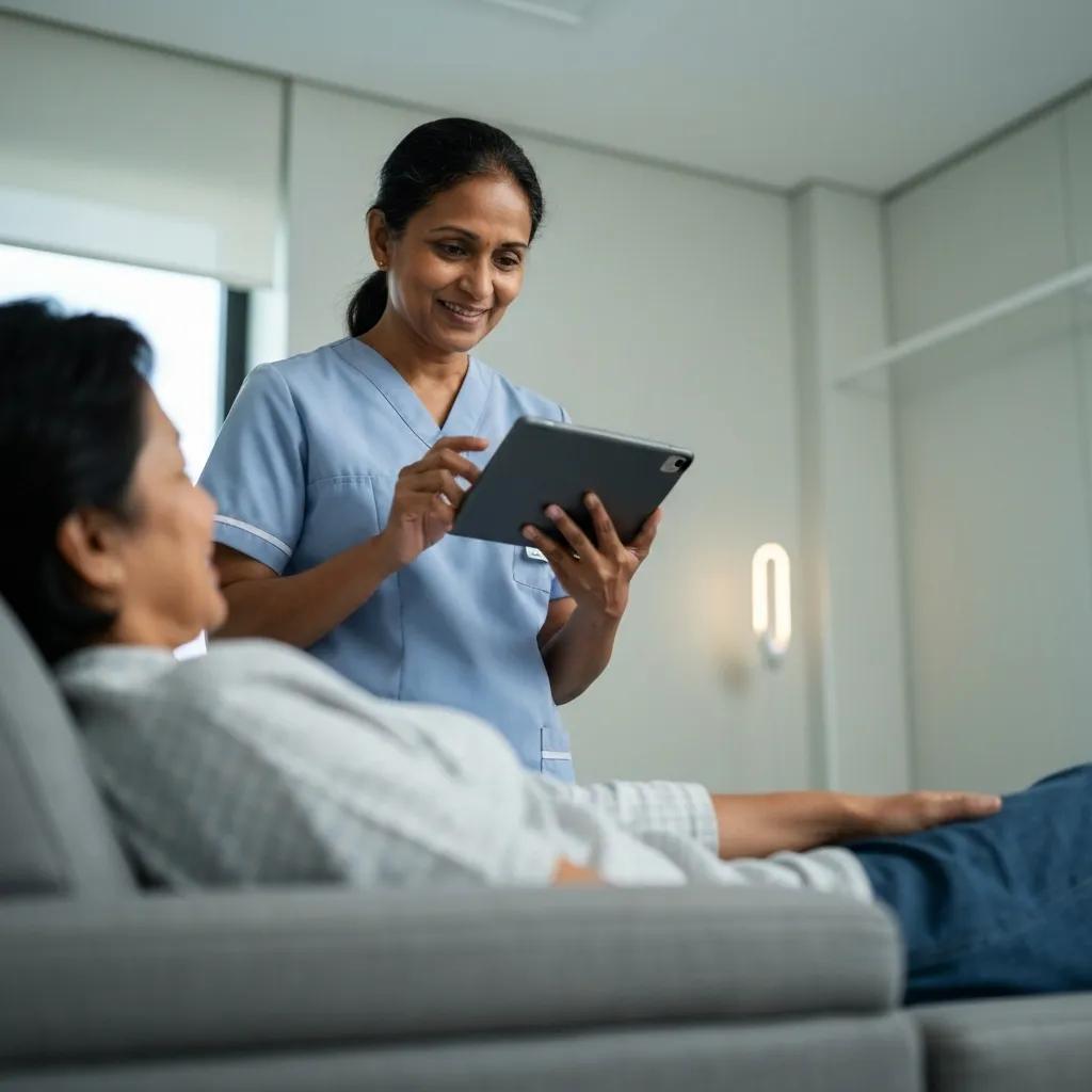 Clinician engaging with a patient via telehealth