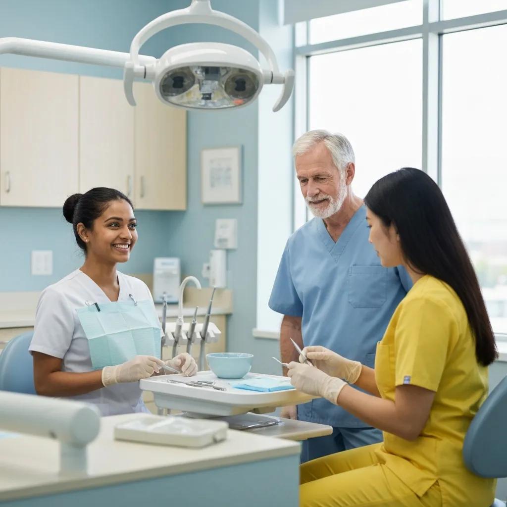 Modern dental clinic with a dentist and patient, emphasizing trust and professionalism
