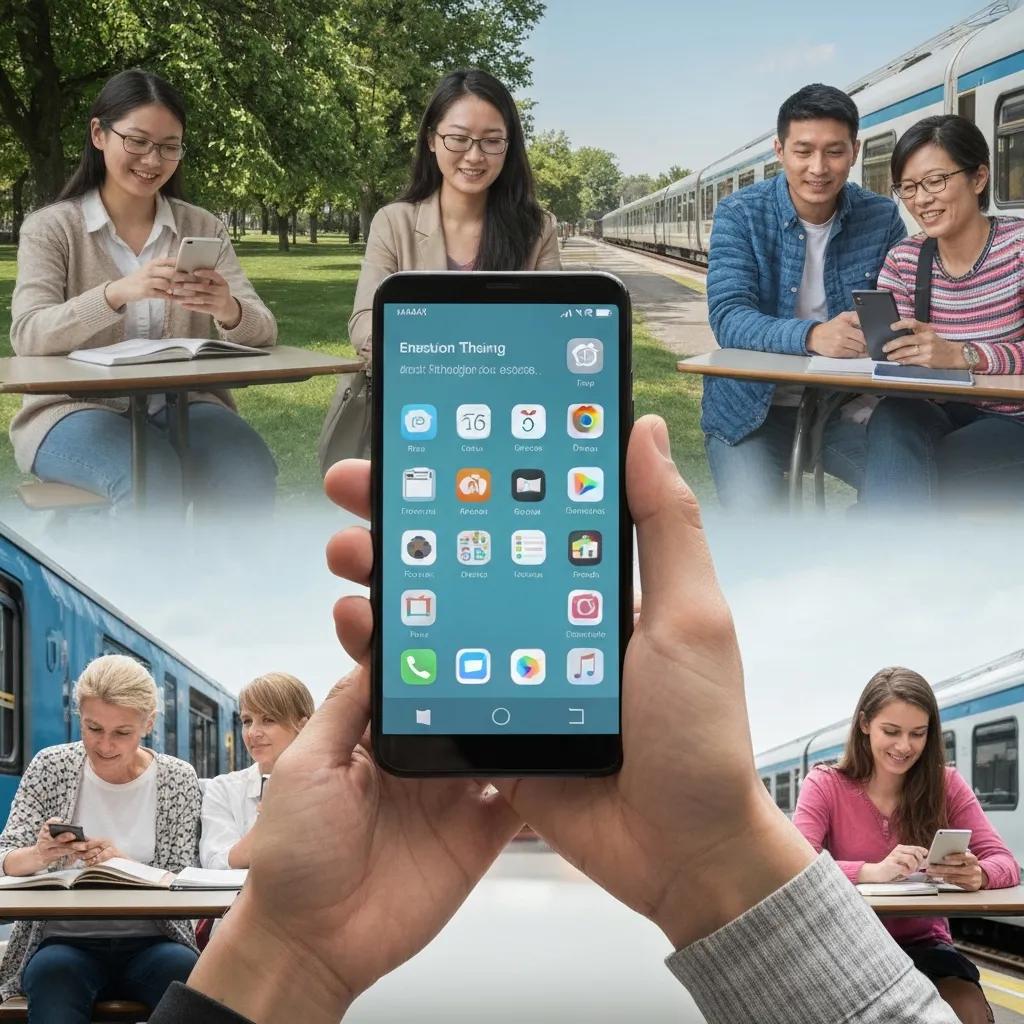 Smartphone displaying a mobile-friendly healthcare email interface in a park setting, with people engaged in using their devices, highlighting the importance of mobile design for patient communication.