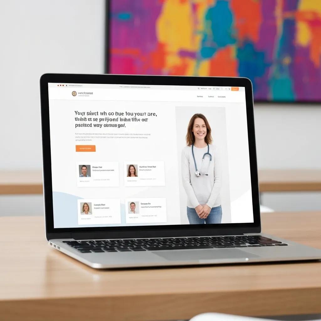 User-friendly healthcare website interface on a laptop, emphasizing clear navigation and engaging design