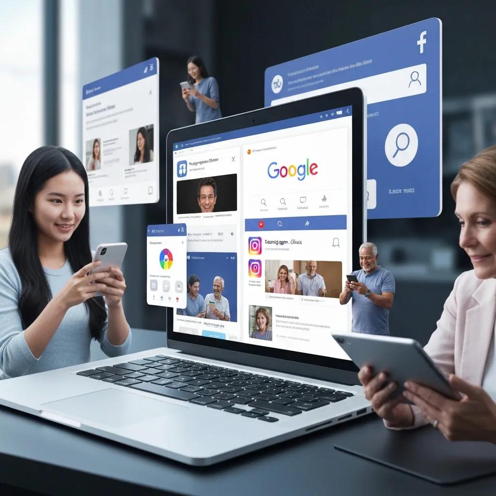 Graphic showing digital ad channels and patient conversion