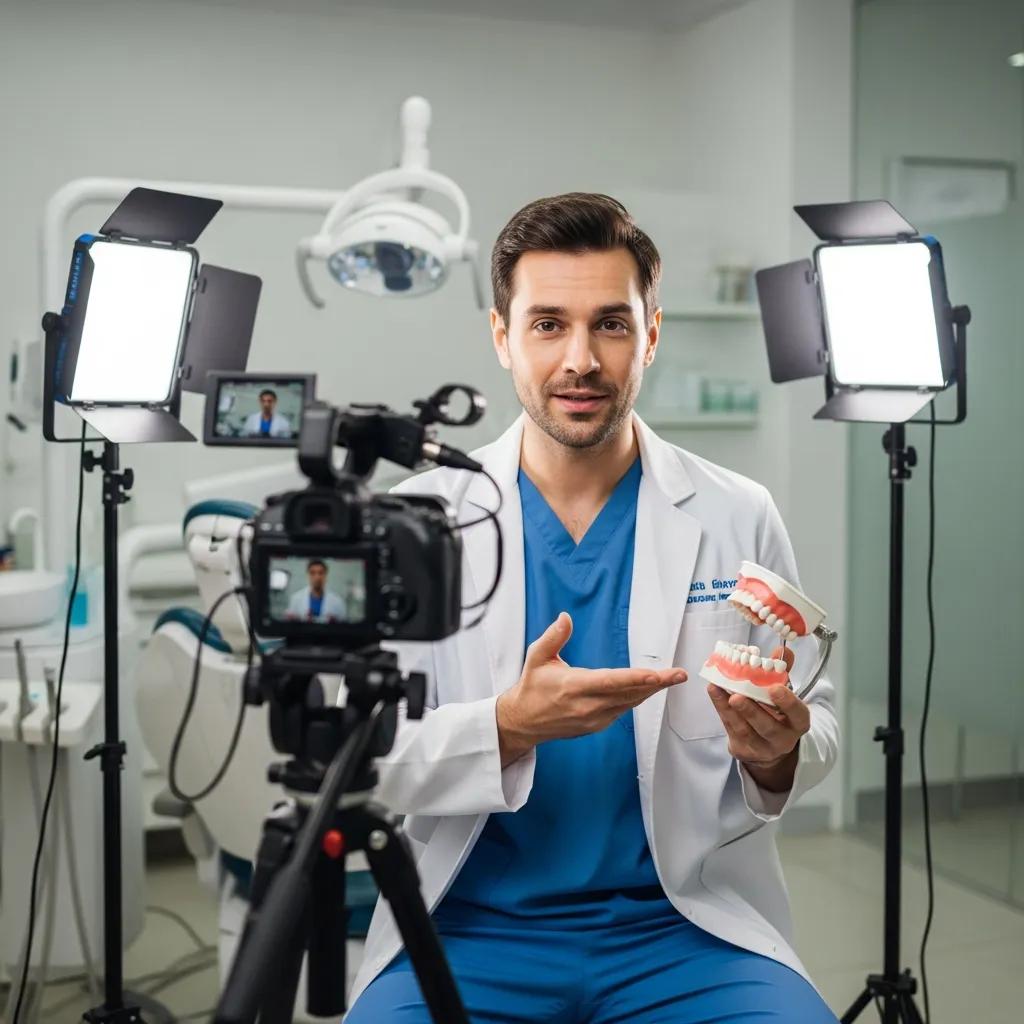 Leading Dental Marketing Solutions for Brisbane Clinics Dental professional filming a video in a clinic to enhance patient acquisition