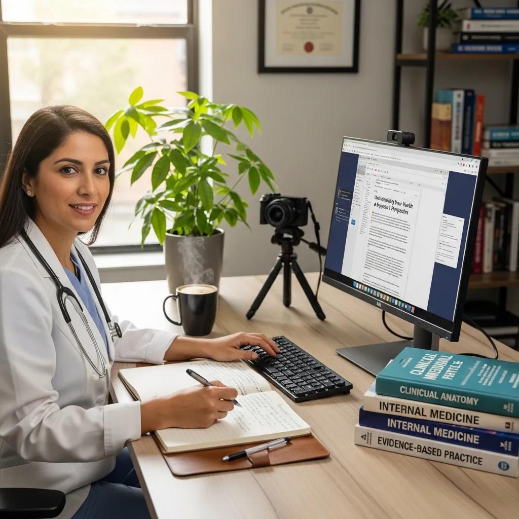 Healthcare provider creating engaging content in a bright office space