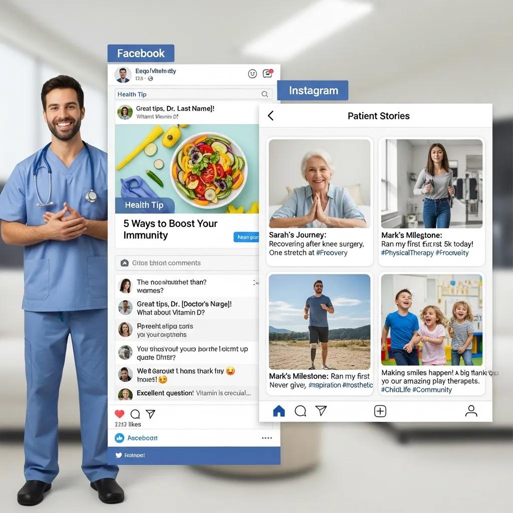Healthcare provider engaging with patients on social media, showcasing effective marketing strategies for dentists and small healthcare providers