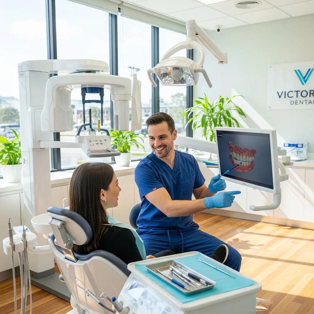 Victoria Dental SEO: Enhance Your Clinic's Online Presence Modern dental clinic in Victoria with a dentist and patient interaction