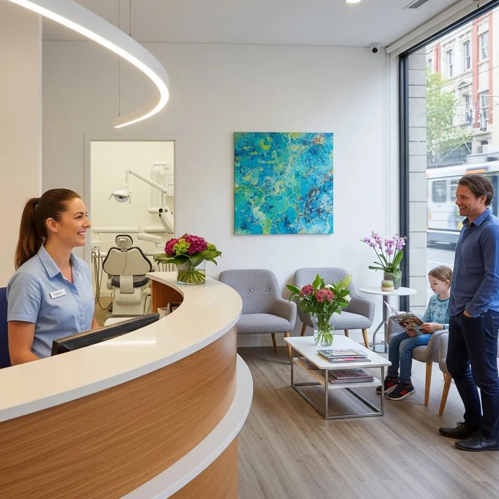 Modern dental practice in Melbourne with welcoming reception area and friendly staff