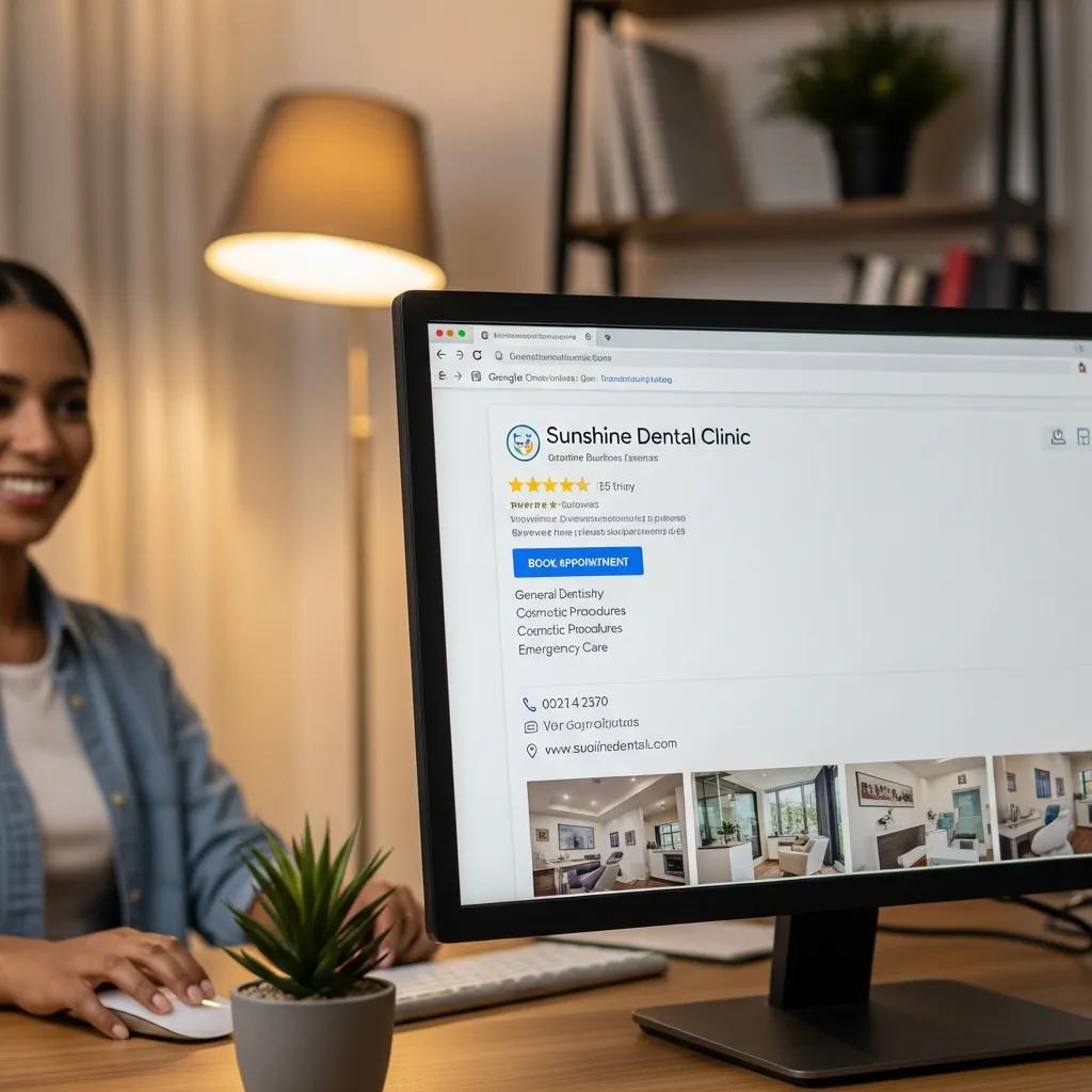 Optimized Google Business Profile for a dental clinic showcasing key features