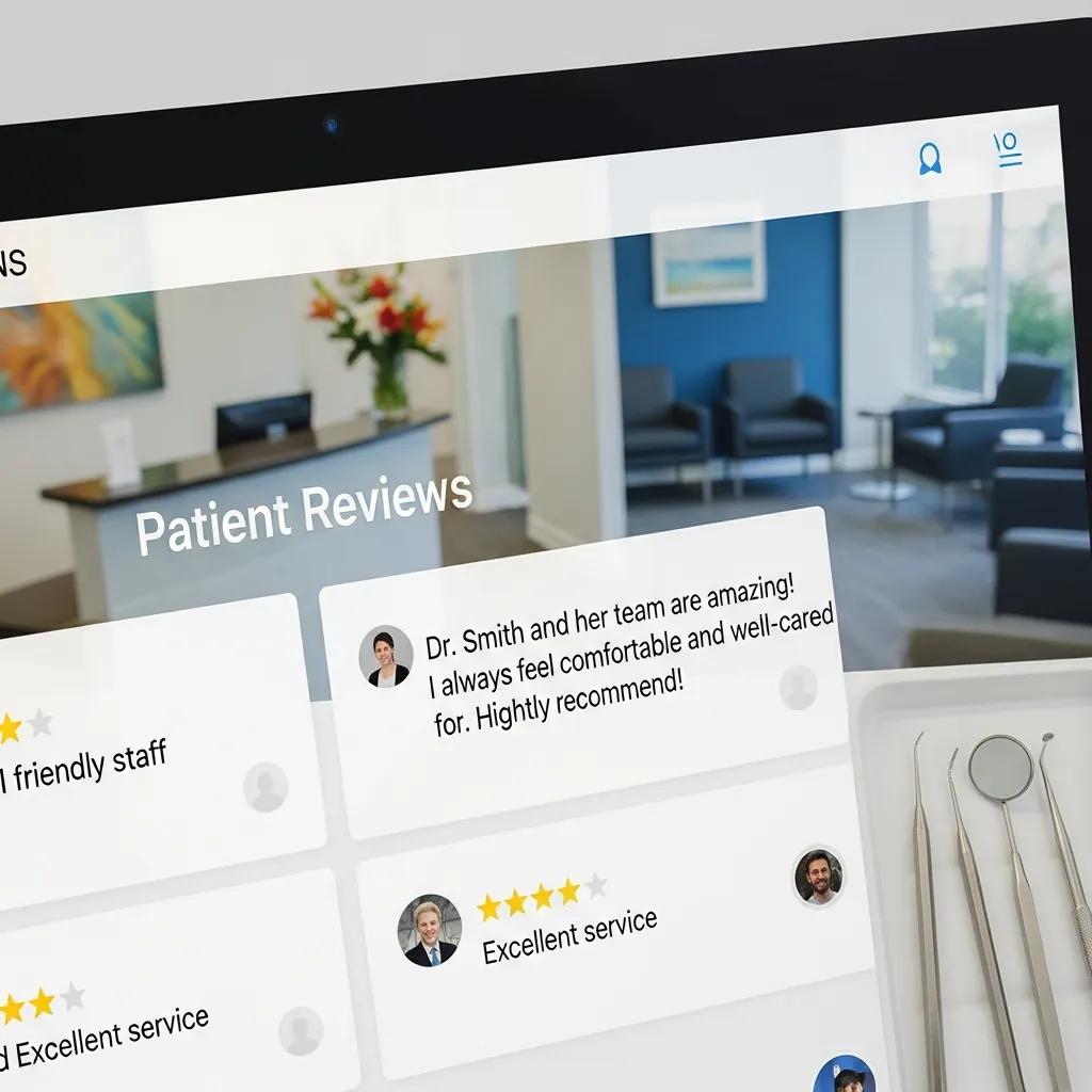 Positive patient reviews displayed on a dental practice website