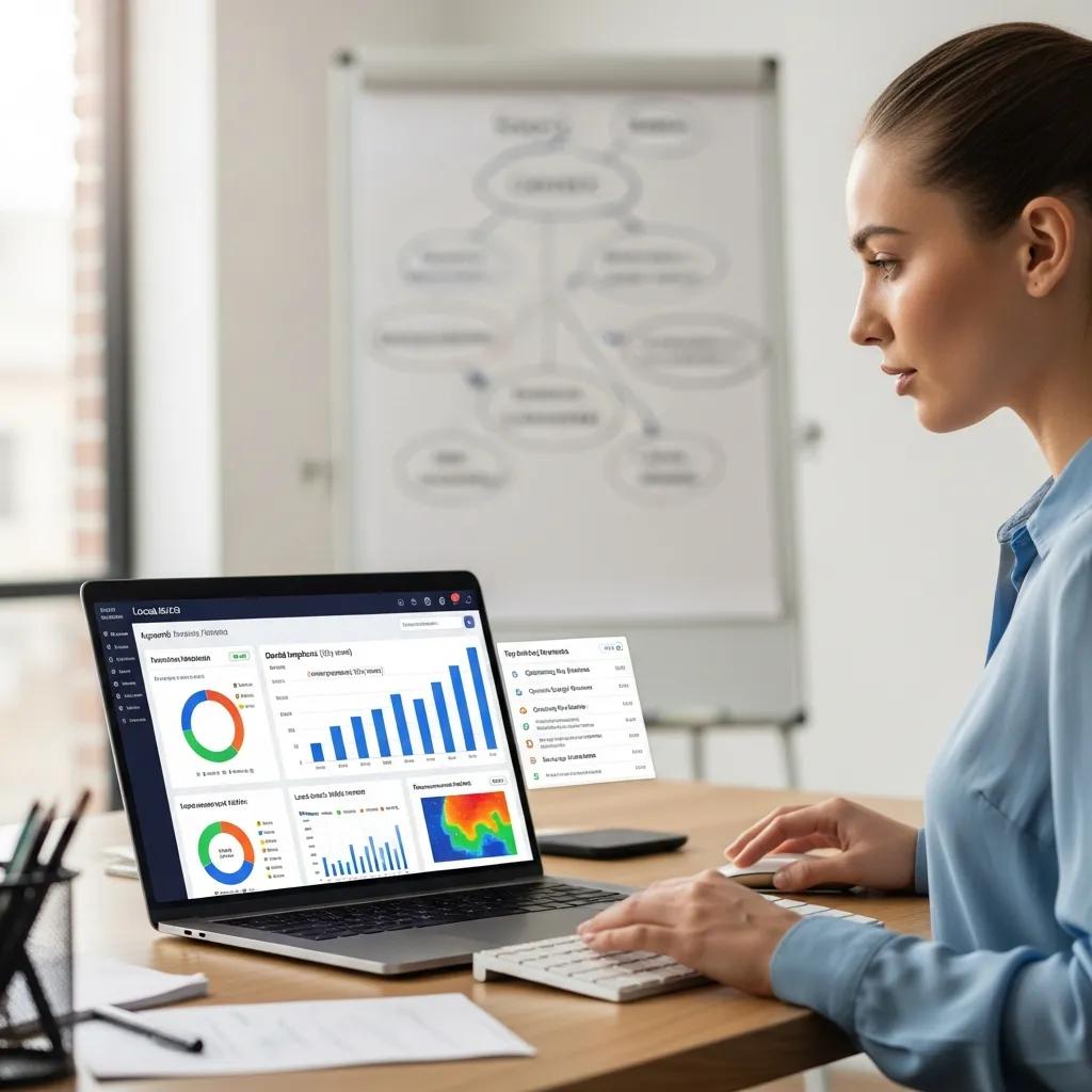 Digital marketing professional analyzing local SEO data for dental clinics